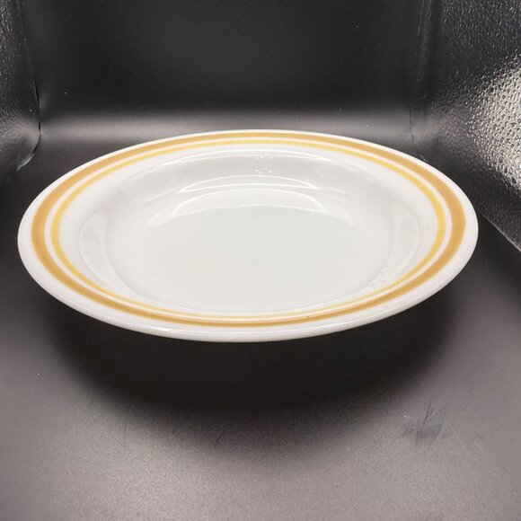 Corelle By Corning Almond Set of 4 Soup Bowls White  Tan Yellow Trim 8.5”-B - Picture 3 of 6